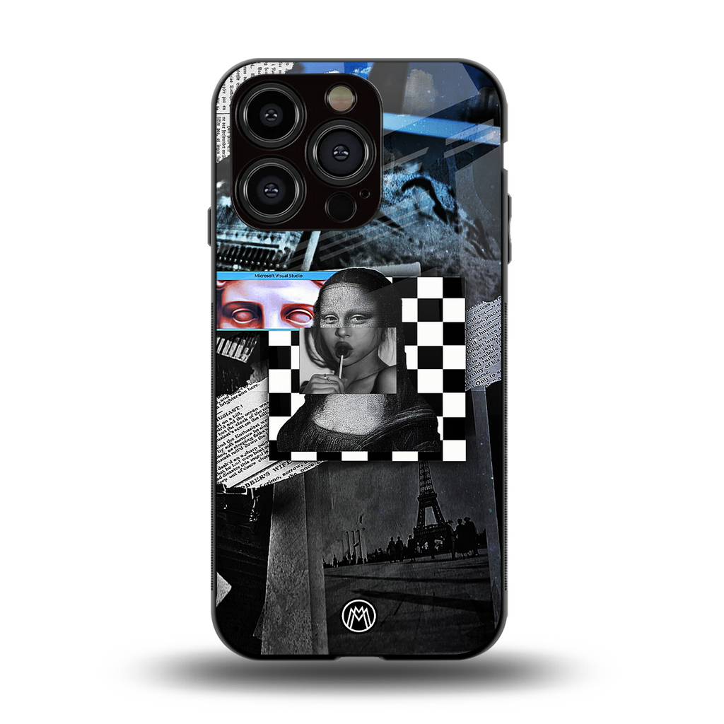 aesthetic mona lisa art back phone cover | glass case for iphone 15 pro