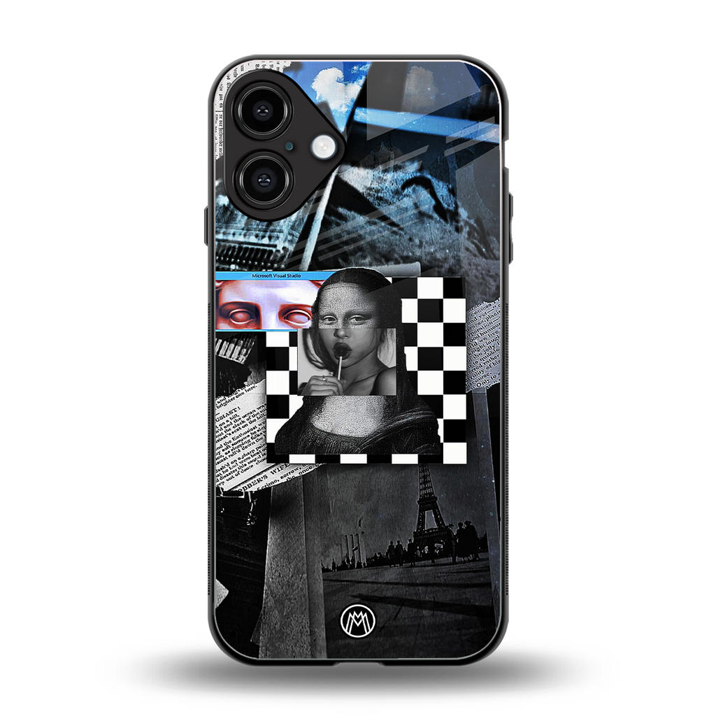 aesthetic mona lisa art back phone cover | glass case for iphone 16 plus