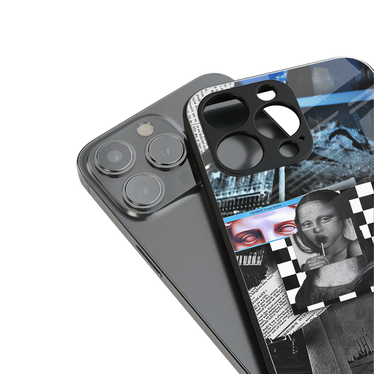 aesthetic mona lisa art back phone cover | glass case for iphone 15 pro