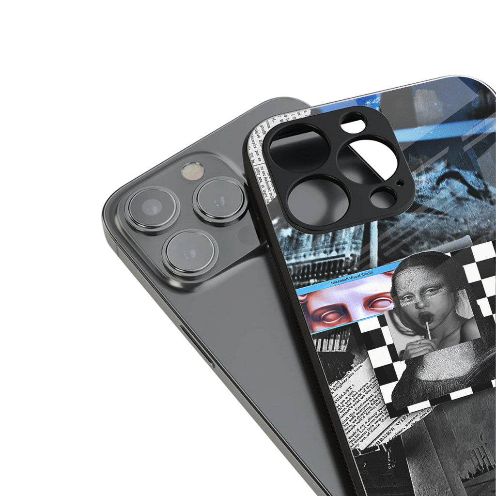 aesthetic mona lisa art back phone cover | glass case for iphone 15 pro max