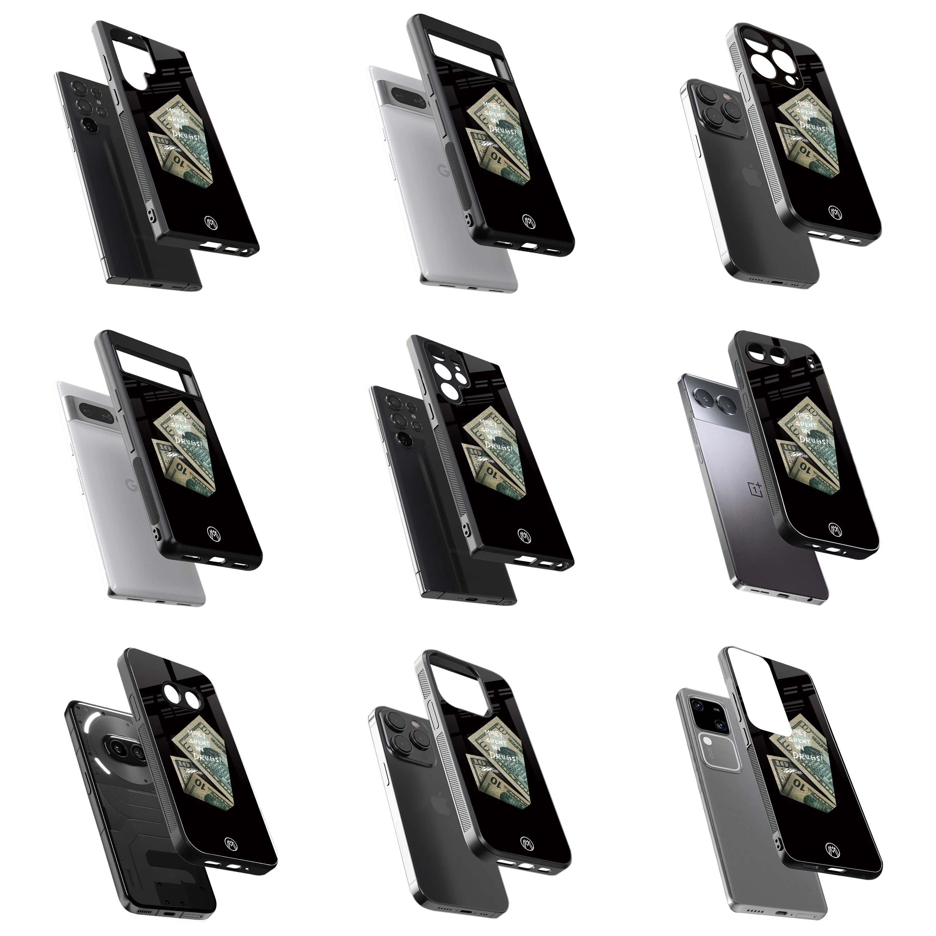 Durable Glass Back Mobile Case for iPhone, Samsung, OnePlus, Google Pixel, Redmi, Vivo, Oppo