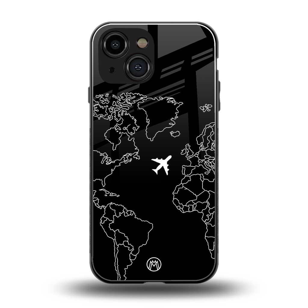 airplane flying wanderlust back phone cover | glass case for iphone 13 mini