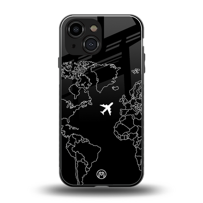 airplane flying wanderlust back phone cover | glass case for iphone 13 mini