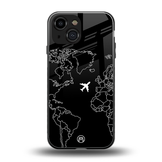 airplane flying wanderlust back phone cover | glass case for iphone 13 mini
