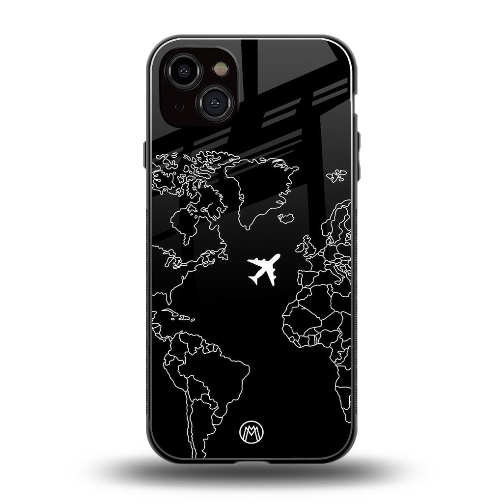 airplane flying wanderlust back phone cover | glass case for iphone 15 plus