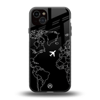 airplane flying wanderlust back phone cover | glass case for iphone 15 plus