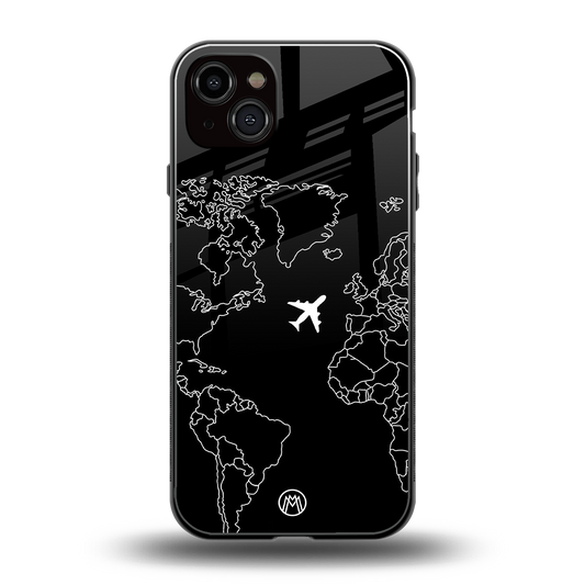 airplane flying wanderlust back phone cover | glass case for iphone 15 plus