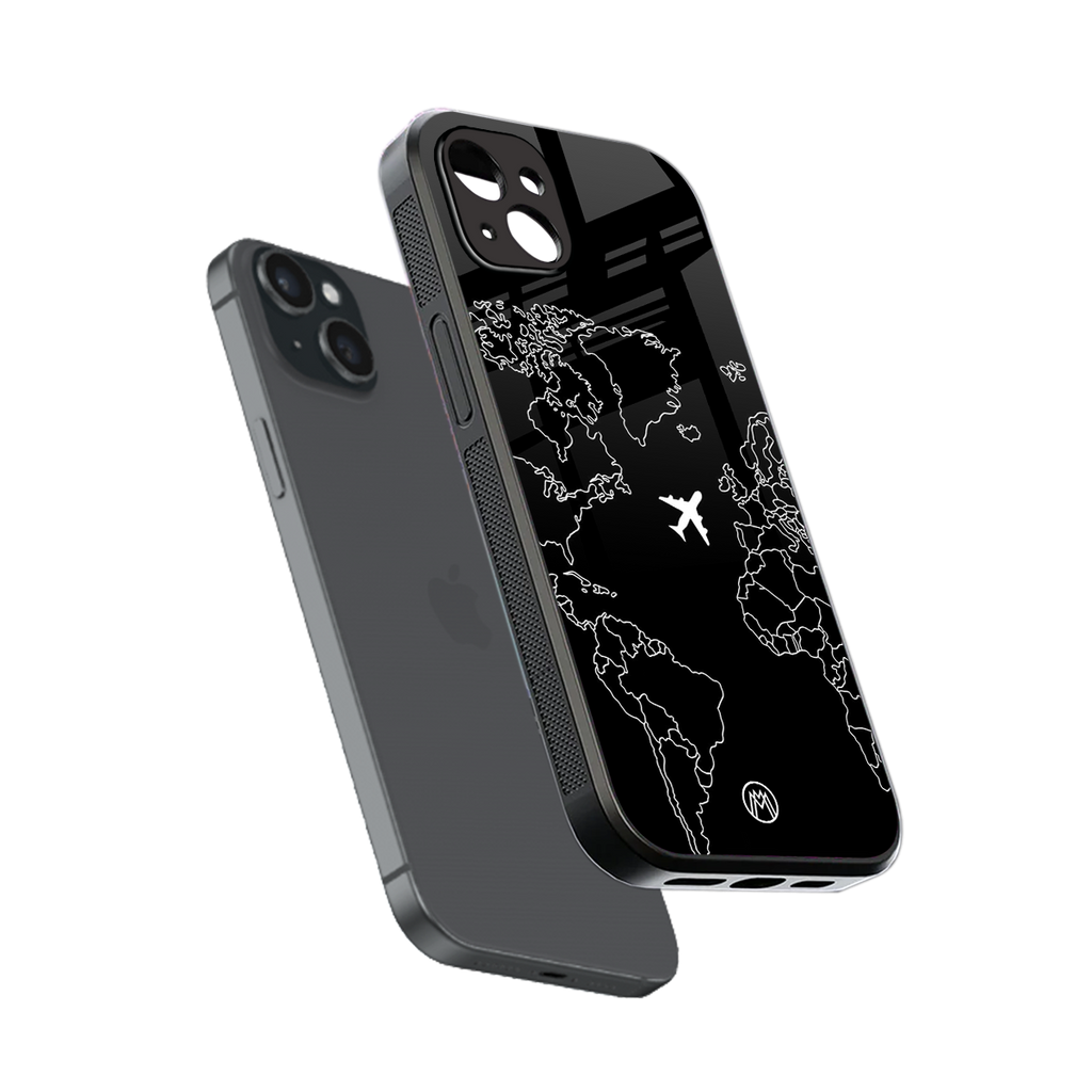 airplane flying wanderlust back phone cover | glass case for iphone 15 plus