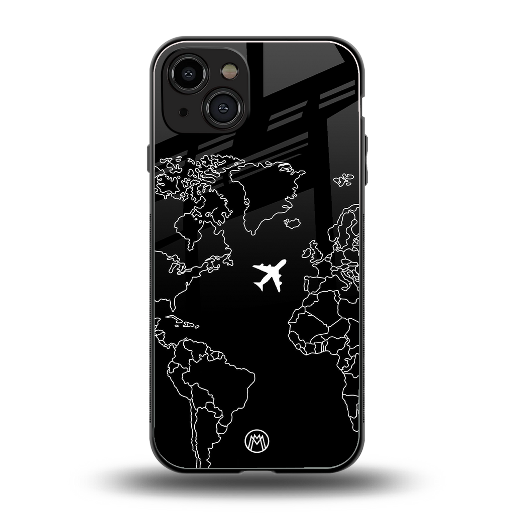 airplane flying wanderlust back phone cover | glass case for iphone 14