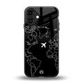 airplane flying wanderlust back phone cover | glass case for iphone 16 plus