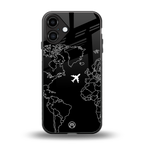 airplane flying wanderlust back phone cover | glass case for iphone 16 plus