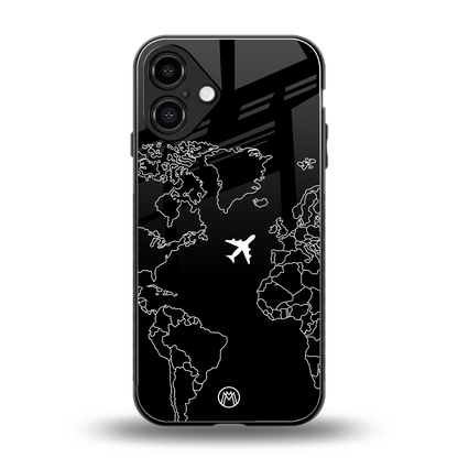 airplane flying wanderlust back phone cover | glass case for iphone 16 plus