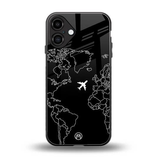 airplane flying wanderlust back phone cover | glass case for iphone 16 plus