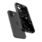airplane flying wanderlust back phone cover | glass case for iphone 16 plus
