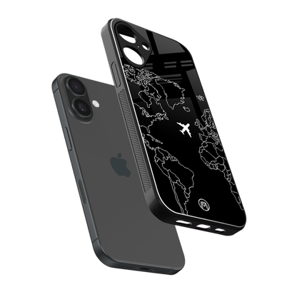 airplane flying wanderlust back phone cover | glass case for iphone 16 plus