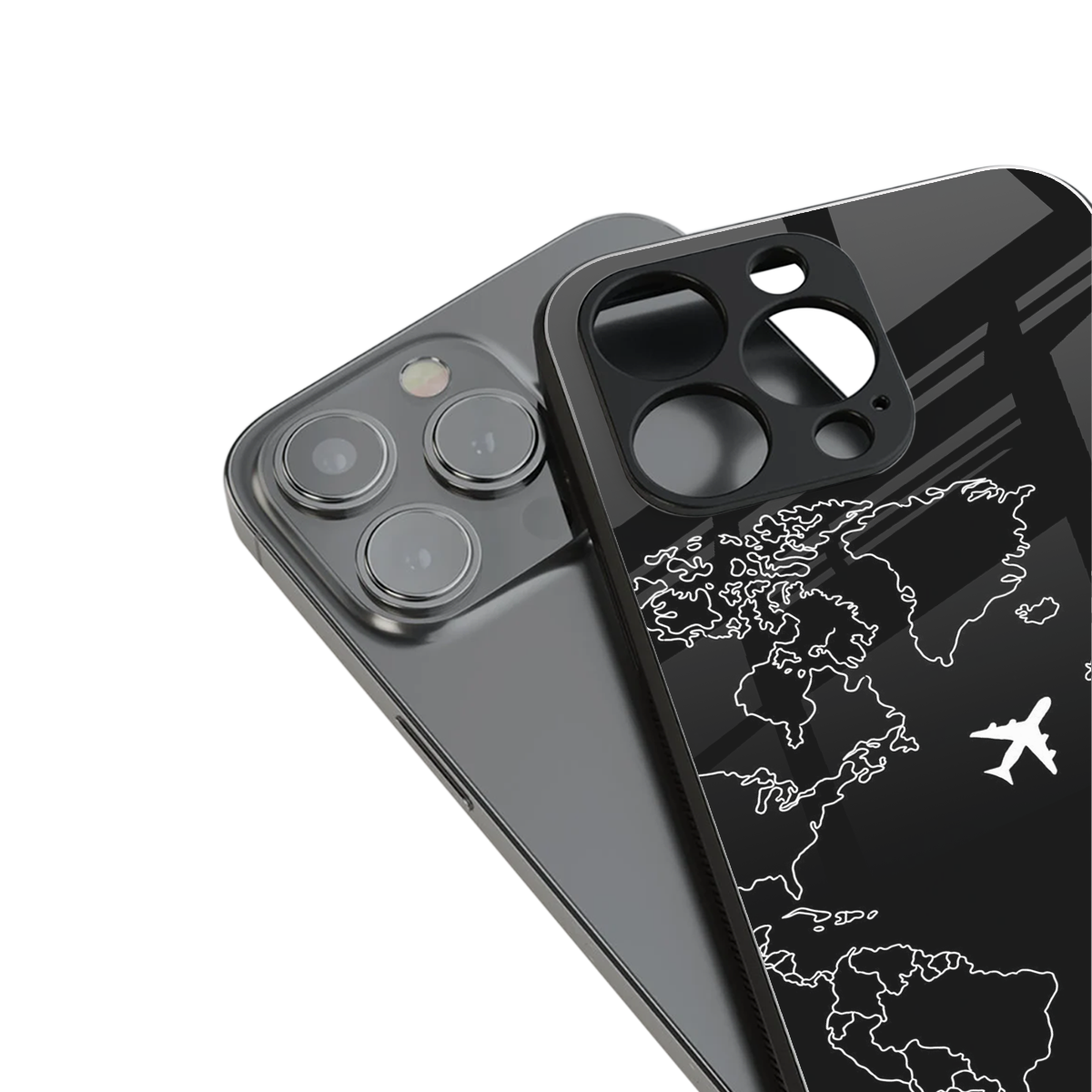 airplane flying wanderlust back phone cover | glass case for iphone 16 plus
