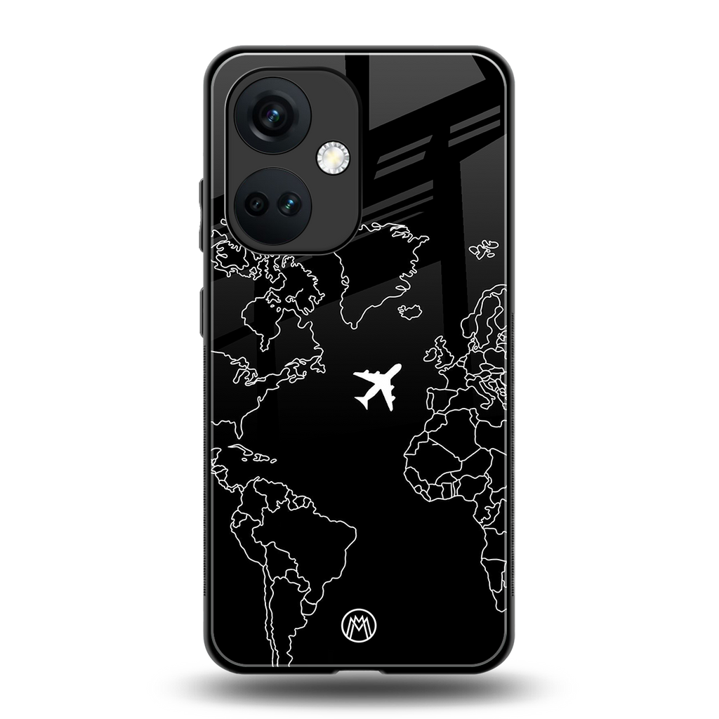 airplane flying wanderlust back phone cover | glass case for oneplus nord ce 3