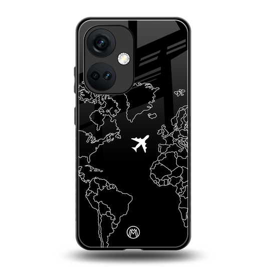 airplane flying wanderlust back phone cover | glass case for oneplus nord ce 3