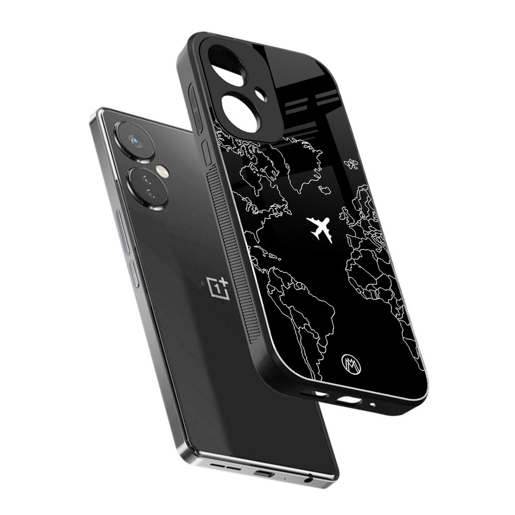 airplane flying wanderlust back phone cover | glass case for oneplus nord ce 3