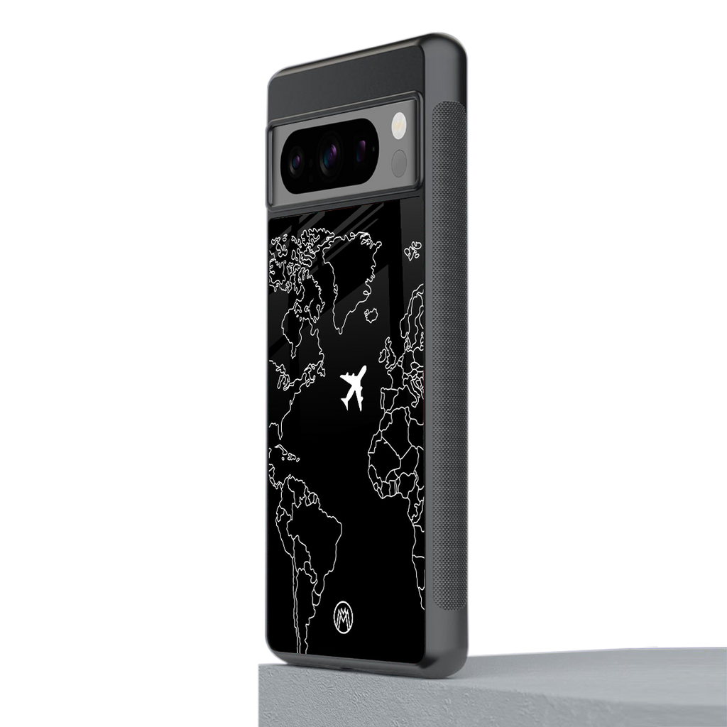 airplane flying wanderlust back phone cover | glass case for google pixel 8 pro