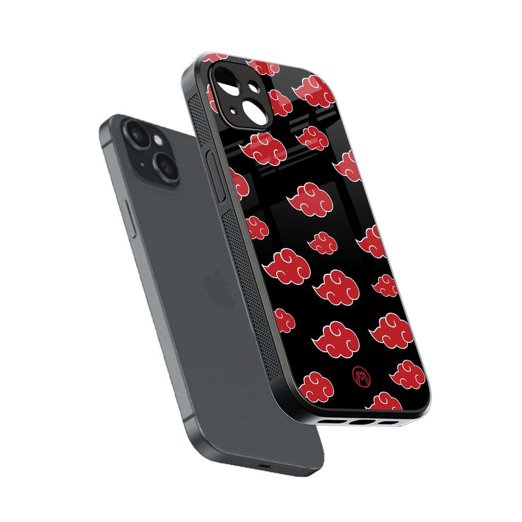 akatsuki naruto anime back phone cover | glass case for iphone 15 plus