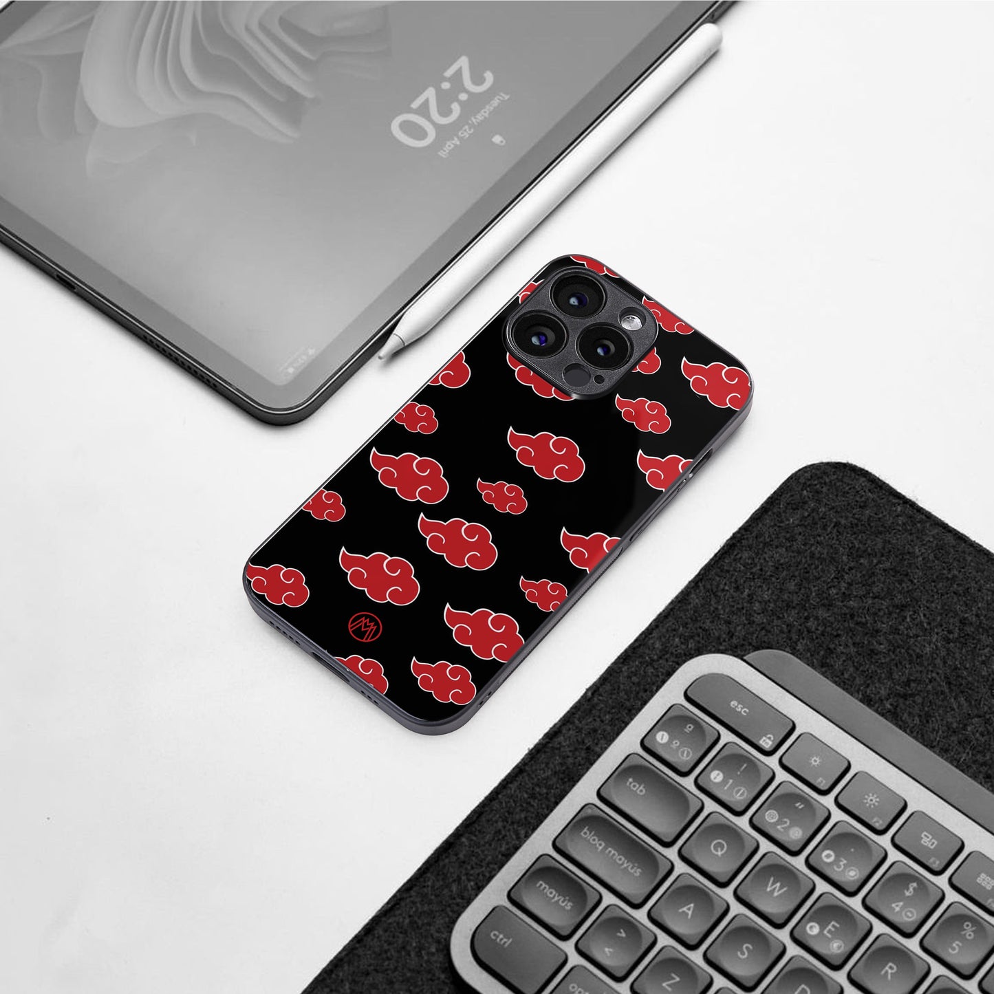 akatsuki naruto anime back phone cover | glass case for iphone 15 pro