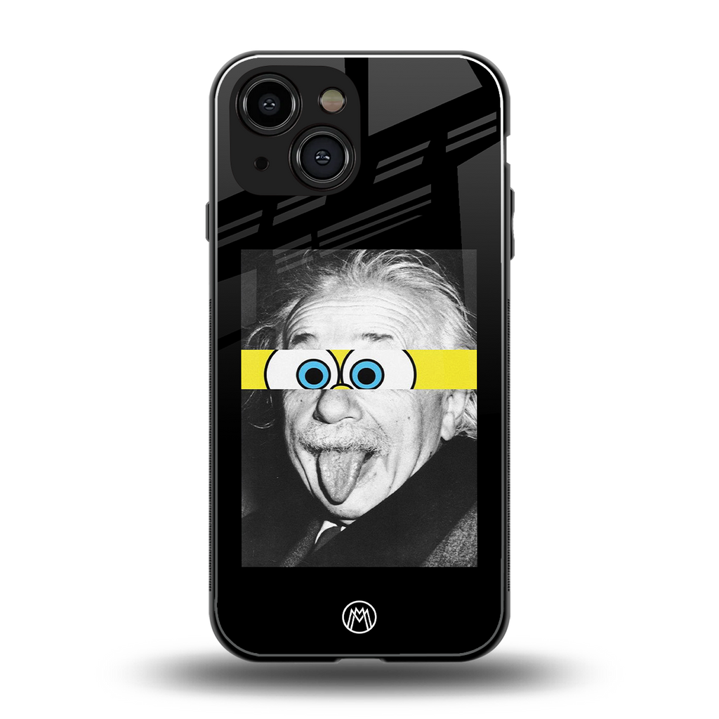 albert einstein spongebob squarepants back phone cover | glass case for iphone 13 mini
