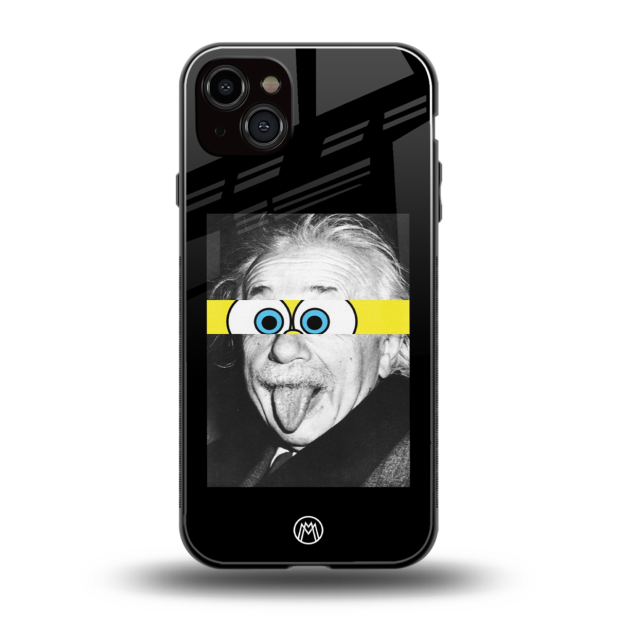 albert einstein spongebob squarepants back phone cover | glass case for iphone 15 plus