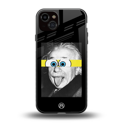 albert einstein spongebob squarepants back phone cover | glass case for iphone 15 plus