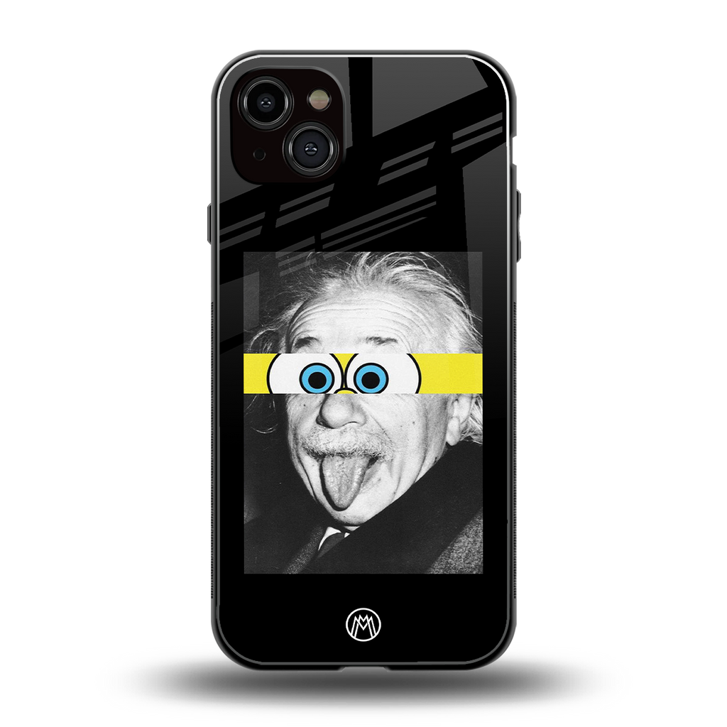 albert einstein spongebob squarepants back phone cover | glass case for iphone 14 plus