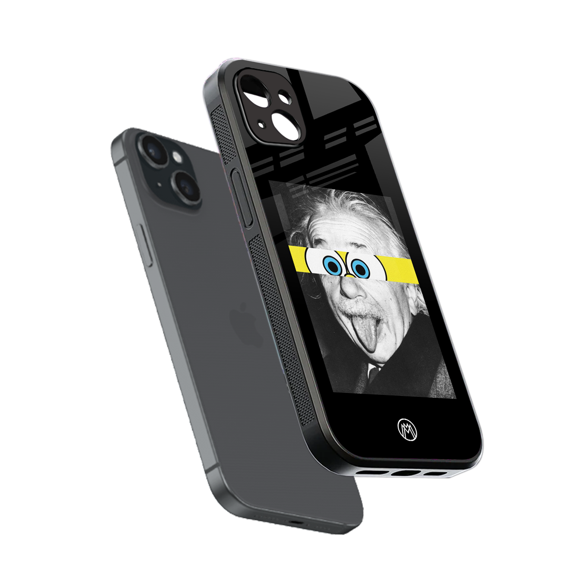 albert einstein spongebob squarepants back phone cover | glass case for iphone 15 plus