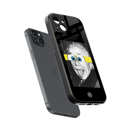 albert einstein spongebob squarepants back phone cover | glass case for iphone 14 plus