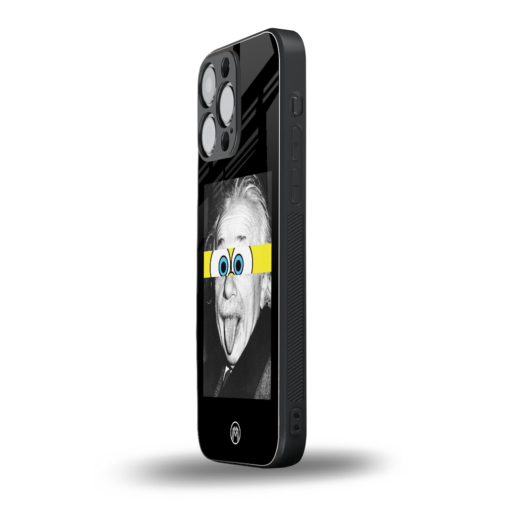 albert einstein spongebob squarepants back phone cover | glass case for iphone 15 pro max