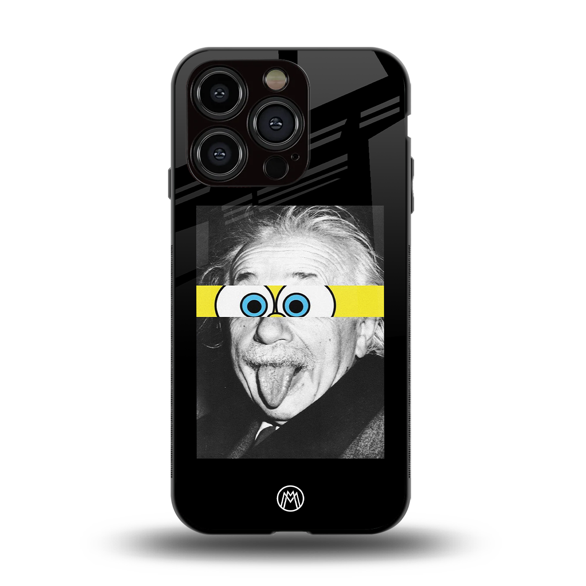 albert einstein spongebob squarepants back phone cover | glass case for iphone 15 pro