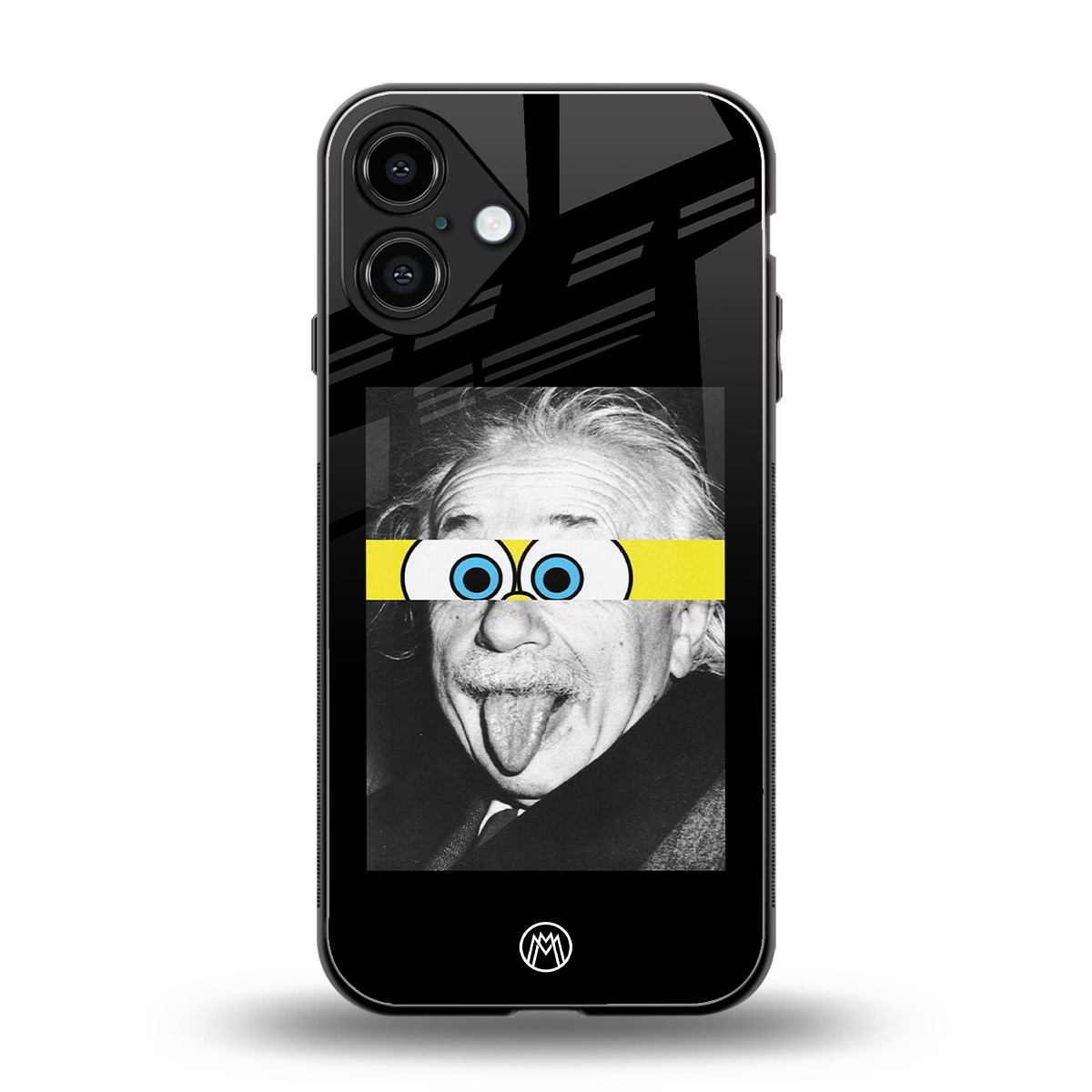 albert einstein spongebob squarepants back phone cover | glass case for iphone 16 plus