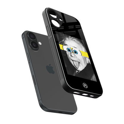 albert einstein spongebob squarepants back phone cover | glass case for iphone 16 plus