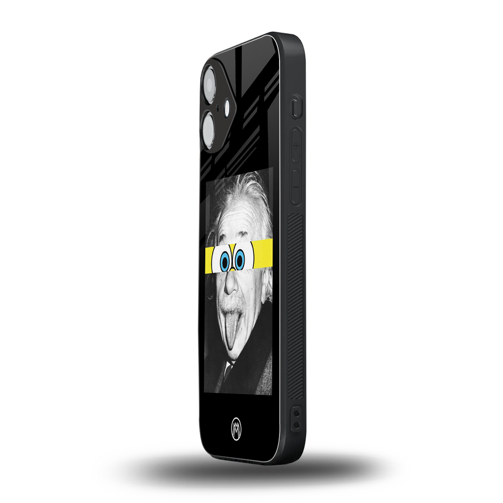 albert einstein spongebob squarepants back phone cover | glass case for iphone 16 plus
