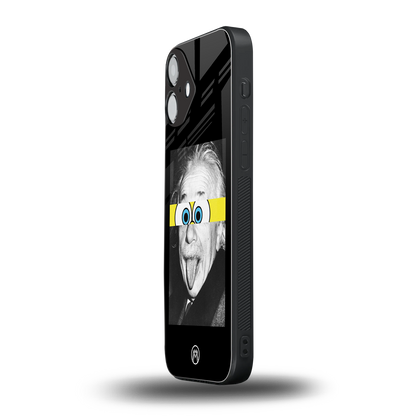 albert einstein spongebob squarepants back phone cover | glass case for iphone 16 plus