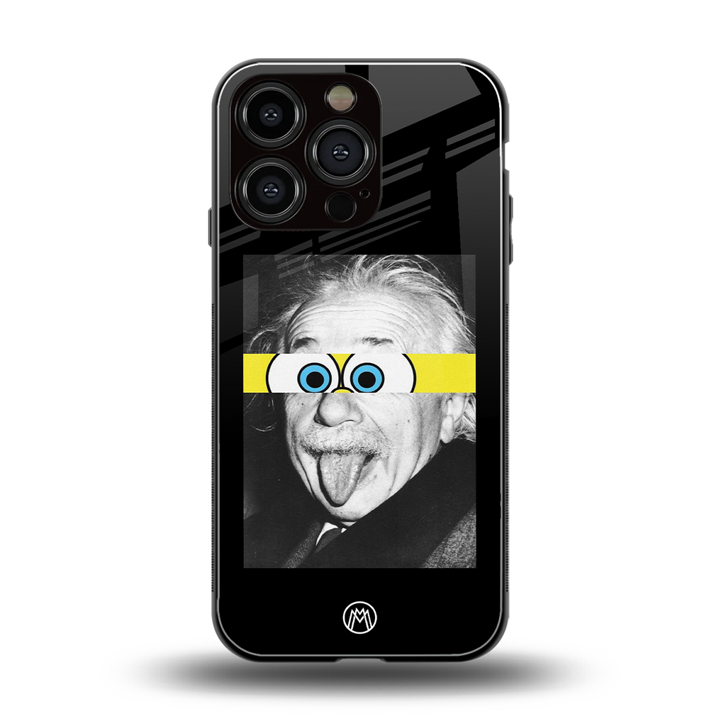 albert einstein spongebob squarepants back phone cover | glass case for iphone 16 pro