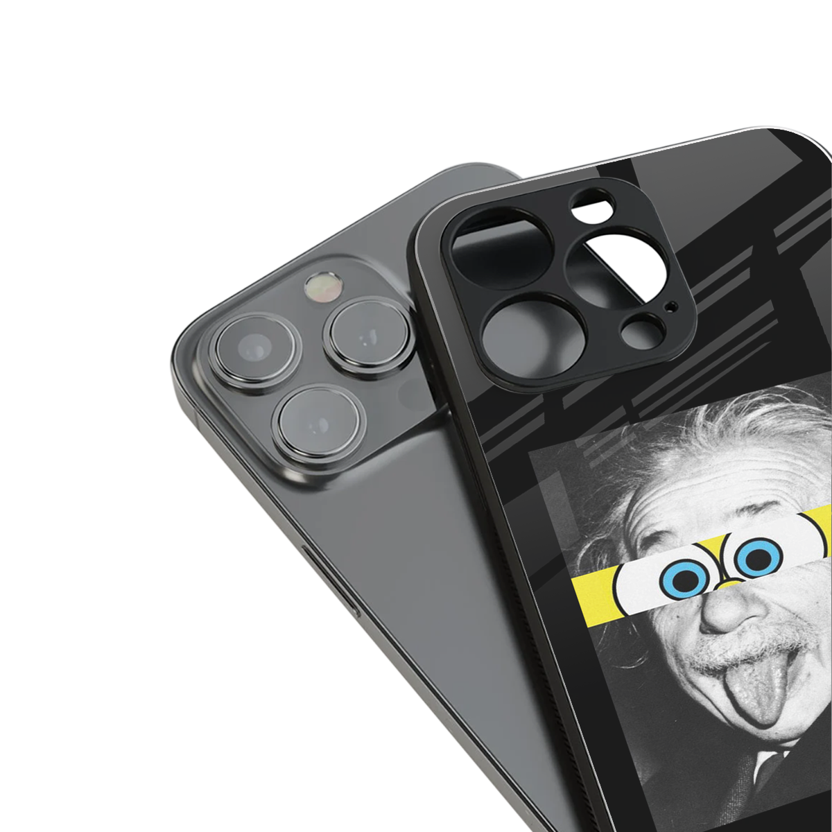 albert einstein spongebob squarepants back phone cover | glass case for iphone 15 pro