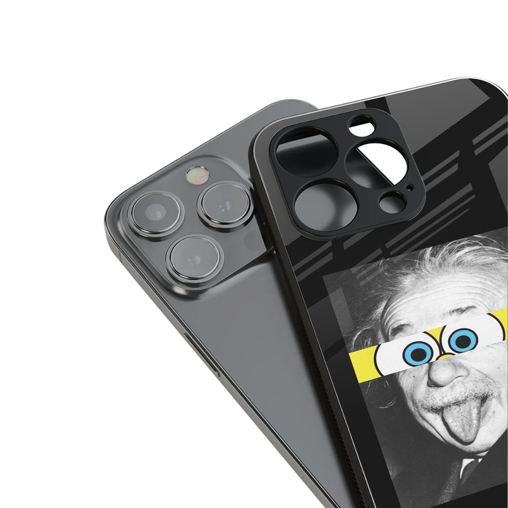 albert einstein spongebob squarepants back phone cover | glass case for iphone 15 pro max