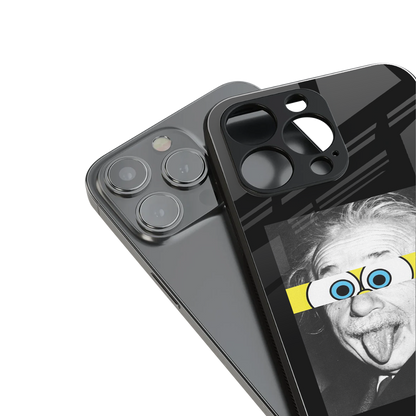 albert einstein spongebob squarepants back phone cover | glass case for iphone 16 pro max