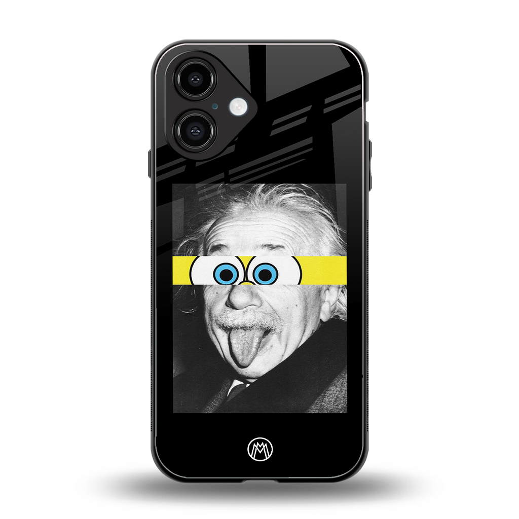 albert einstein spongebob squarepants back phone cover | glass case for iphone 16
