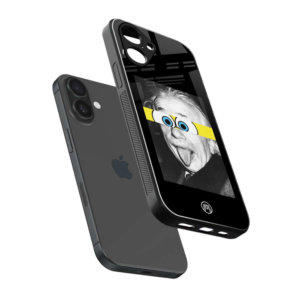 albert einstein spongebob squarepants back phone cover | glass case for iphone 16