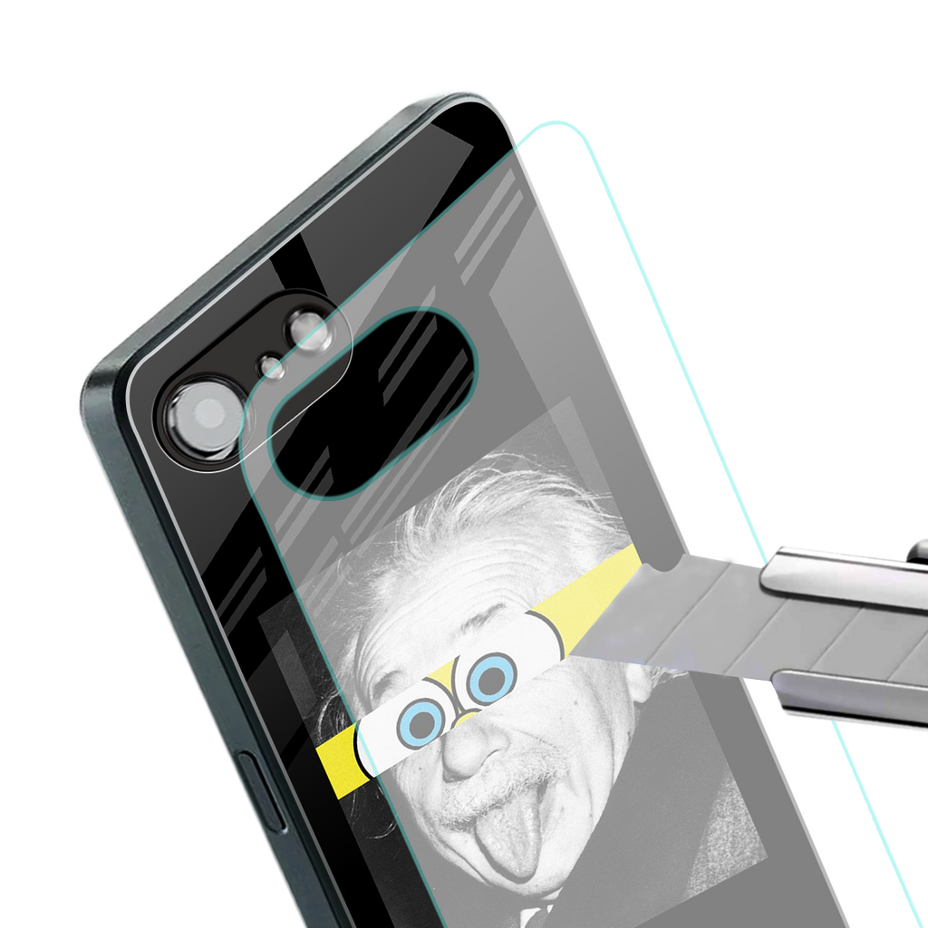 albert einstein spongebob squarepants back phone cover | glass case for iphone 16e