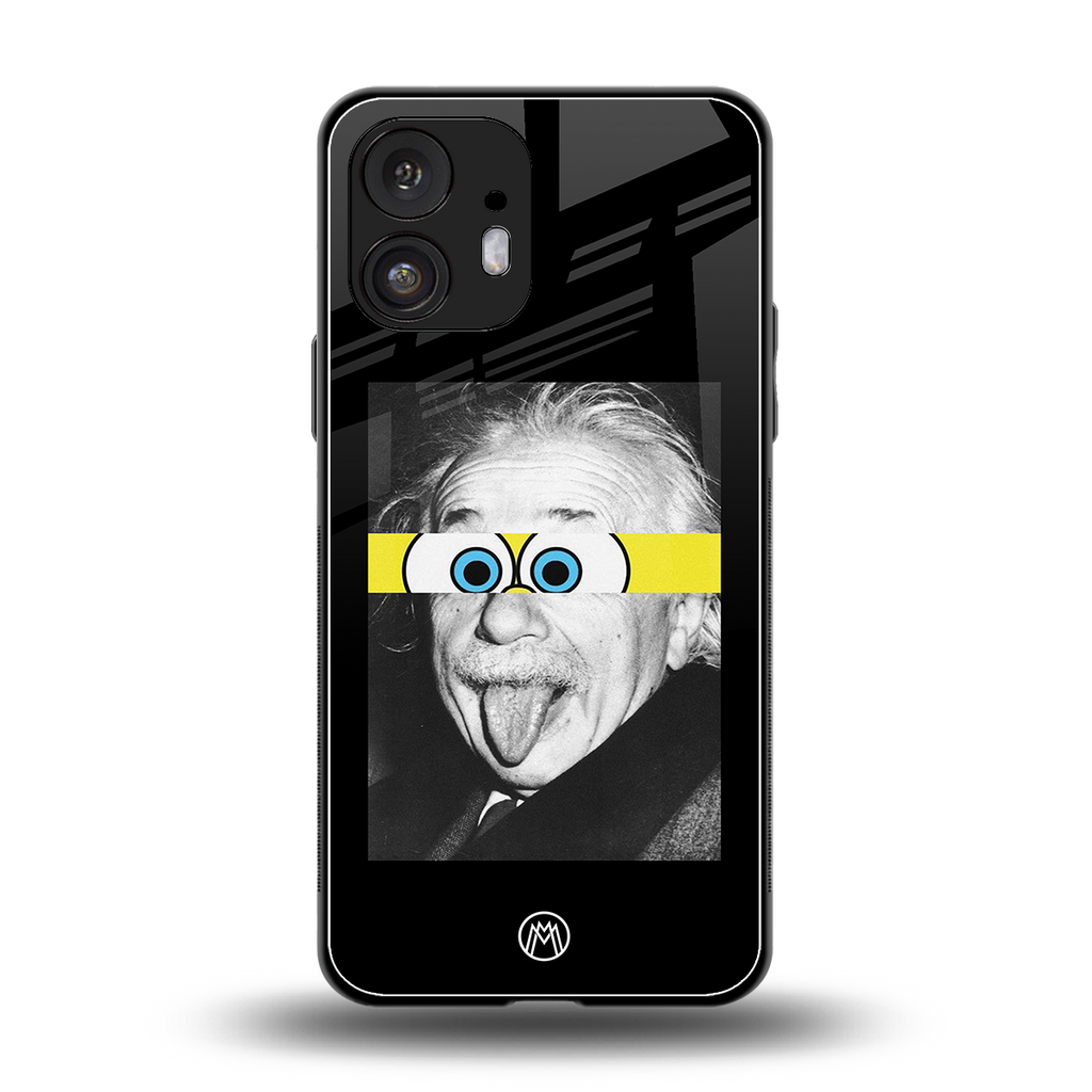albert einstein spongebob squarepants back phone cover | glass case for nothing phone 2