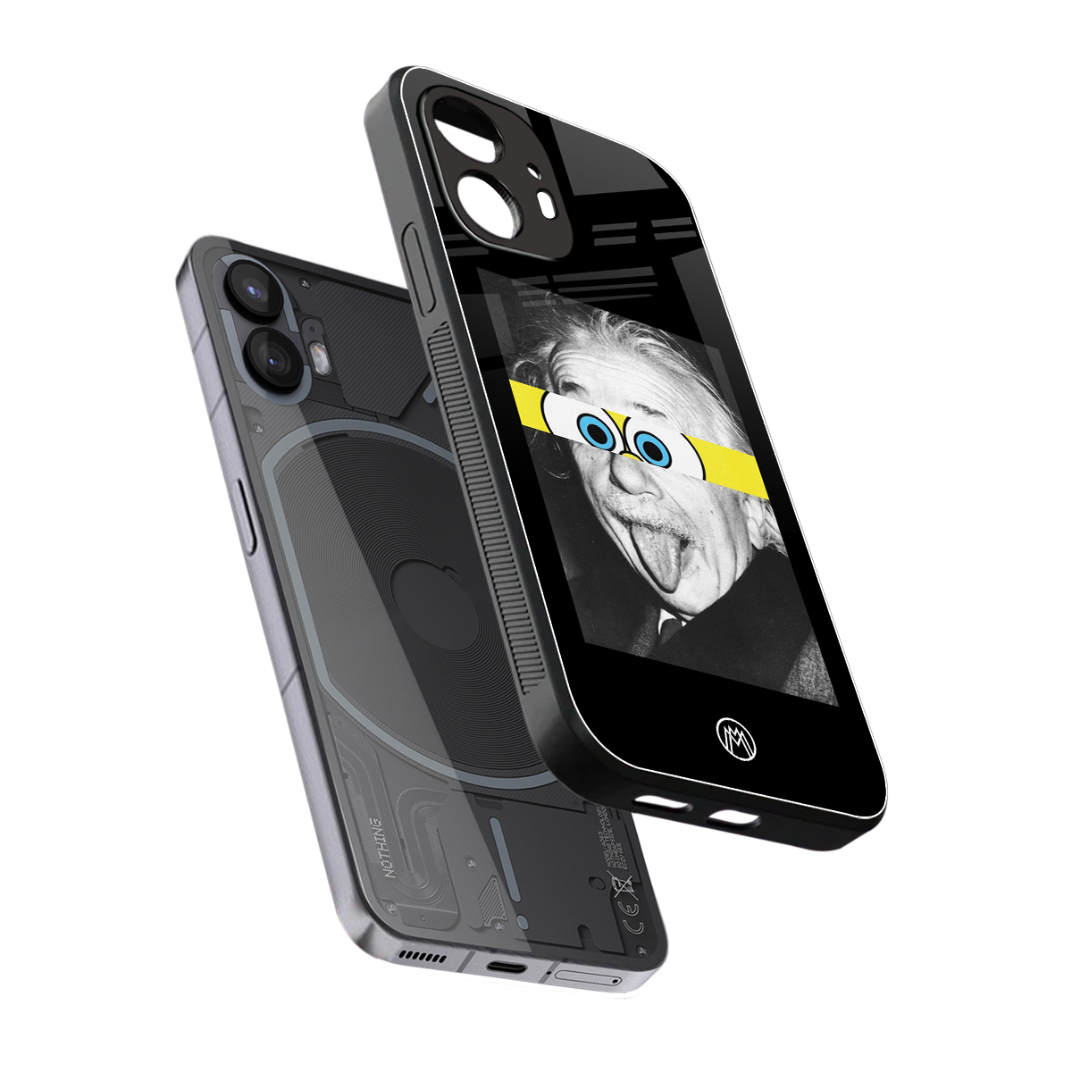 albert einstein spongebob squarepants back phone cover | glass case for nothing phone 2