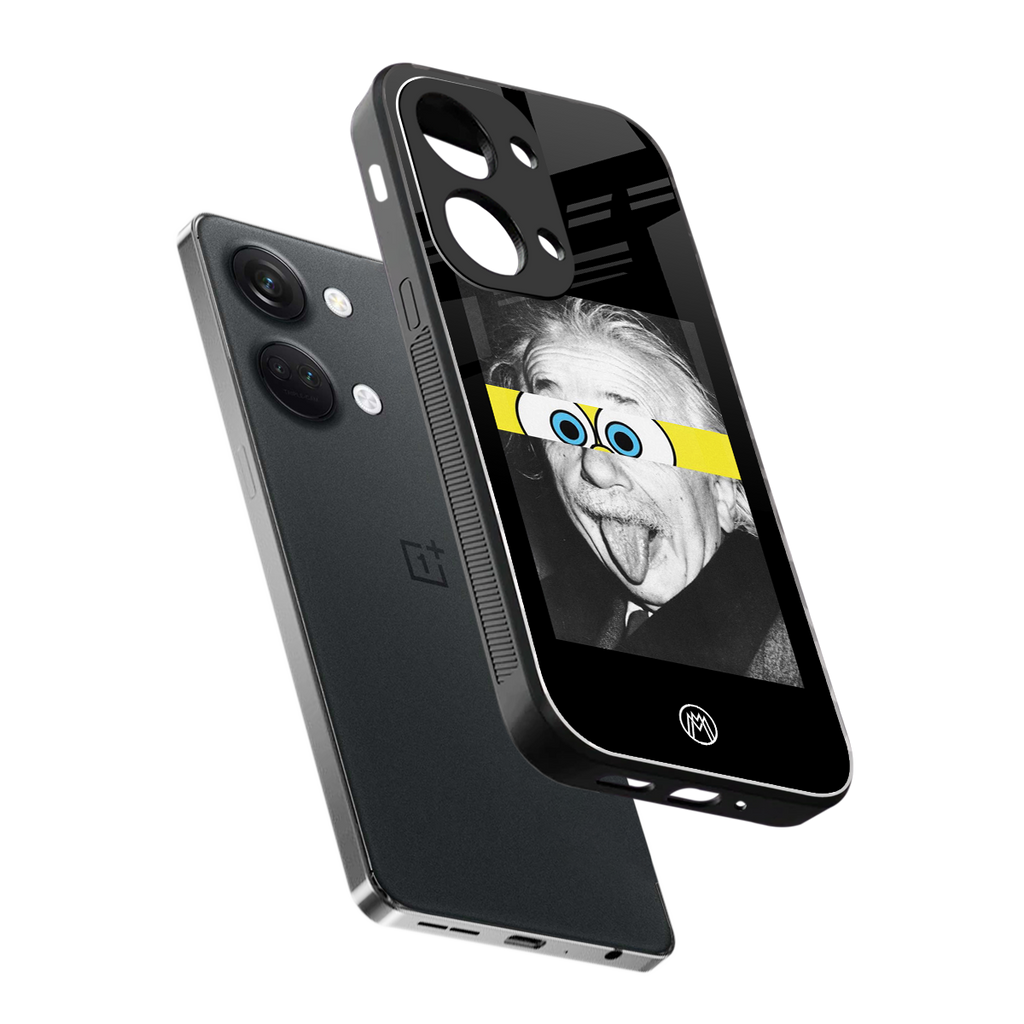 albert einstein spongebob squarepants back phone cover | glass case for oneplus nord 3