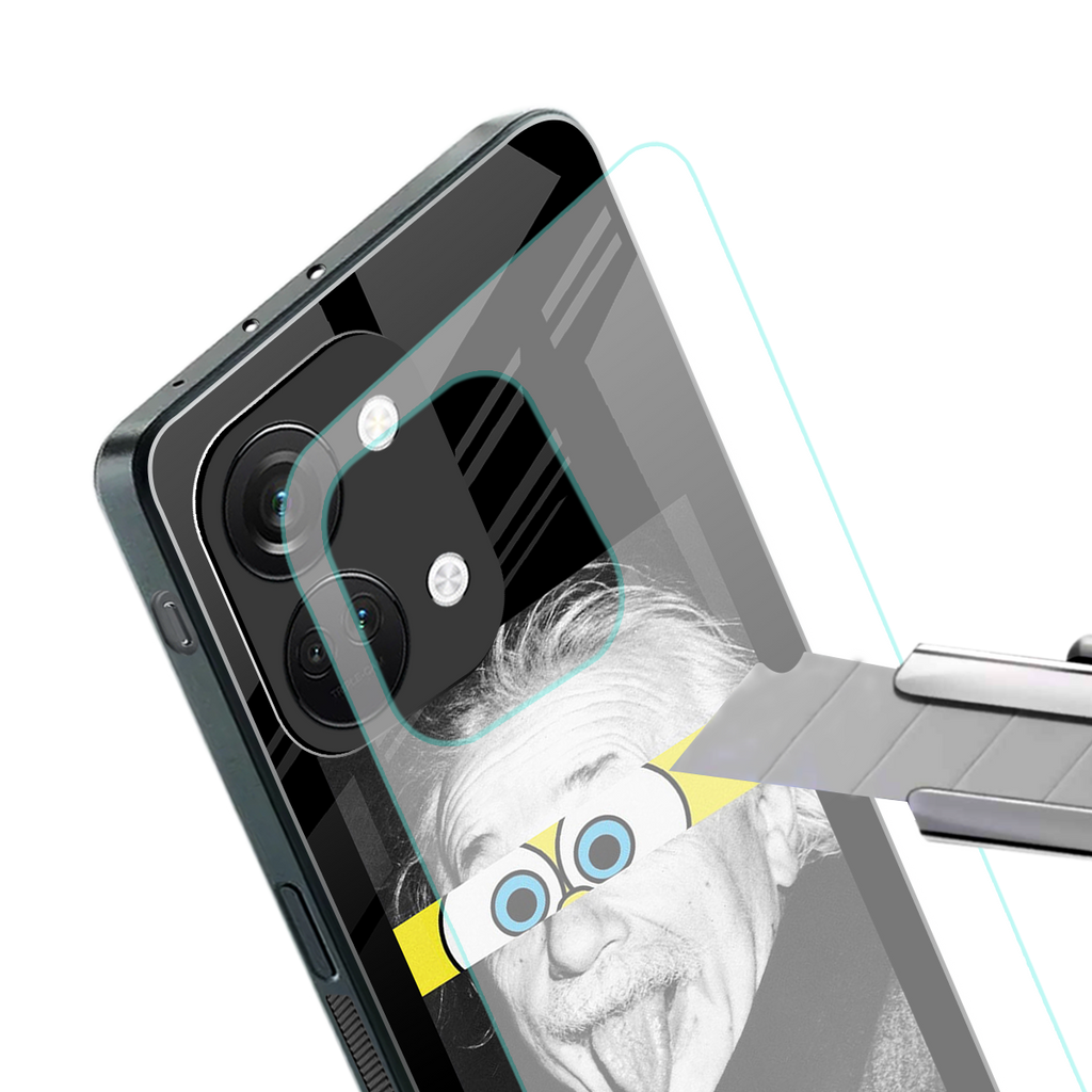 albert einstein spongebob squarepants back phone cover | glass case for oneplus nord 3
