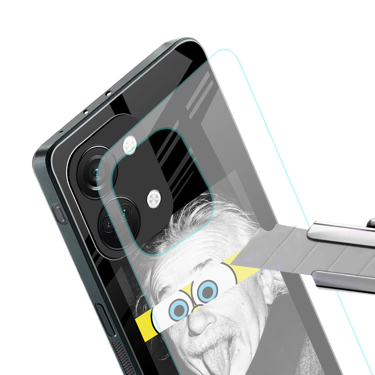 albert einstein spongebob squarepants back phone cover | glass case for oneplus nord 3